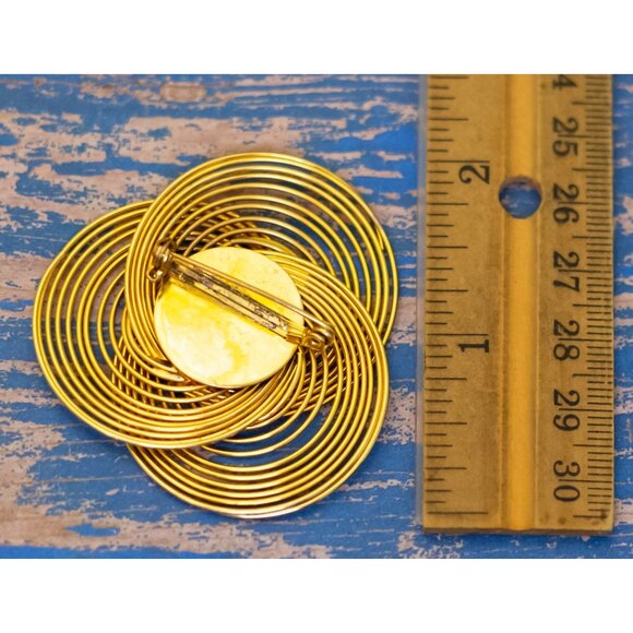 Vintage Multi Spiral Rings Gold Tone Abstract Brooch - L31 - Picture 2 of 2